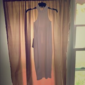 Bebe mock neck cross strap midi